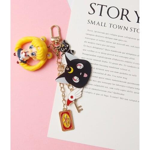 Anime Sailor Moon Stars Cartoon Keychain For Girl Women Trinket Metal Key Chains Ring Car Bag Pendent Charm Child Toys D320
