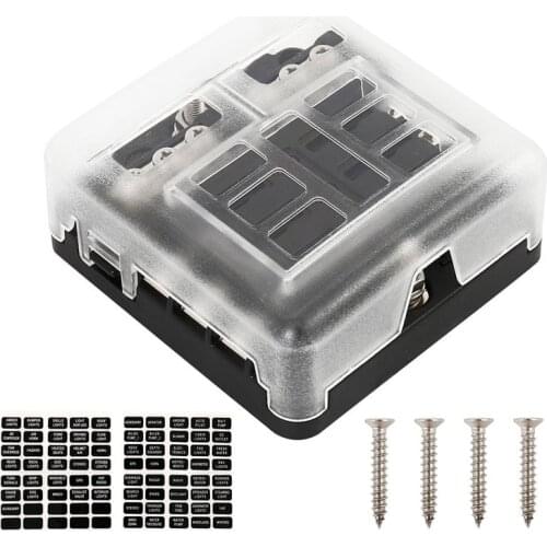 6 Way 12V/32V Car Fuse Box Buss Bar 100A Blade Fuse Holder Box Block Case with Indicator Warning Light Auto Replacement Parts
