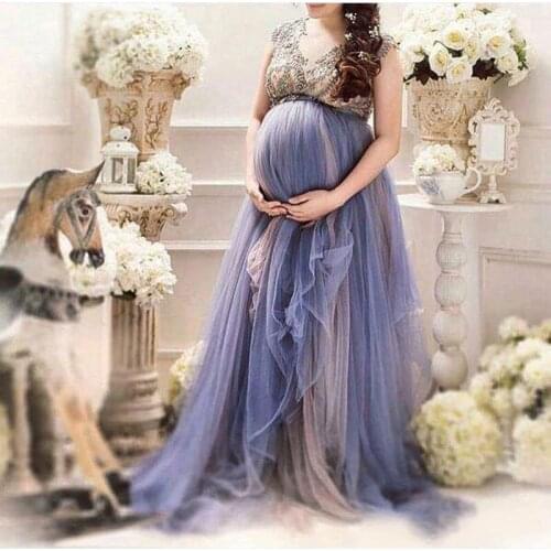 Lavender Tulle Plus Size Maternity Womens Formal Prom Party Dresses Custom Make Beaded Cap Sleeve Pregnant Special Occasion Gow