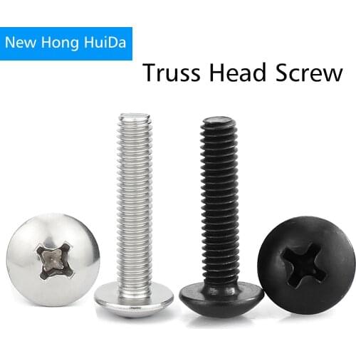 M2 M2.5 M3 M4 M5 M6 M8 304 Stainless Steel Phillips Large Truss Head Machine Screw Cross Recess Big Thread Metric Bolt