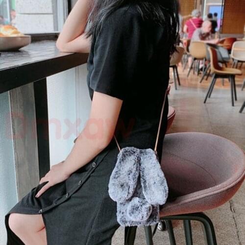 For Samsung Galaxy Note 10 S10 Lite 2020 M80S M60S A91 A81 ON6 J6 2108 Rabbit Hairy Warm Fur Plush Bunny TPU Case With lanyard