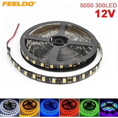 FEELDO 1pc Car Waterproof 12V 500cm 5m 5050SMD 300 Leds Decoration LED Strip Light DRL Light 6-Color #CA915