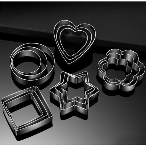 Stainless Steel Biscuit Mold Cake Baking Tool Heart/Star/Flower Shape Cookies DIY Mould 3pcs One Set