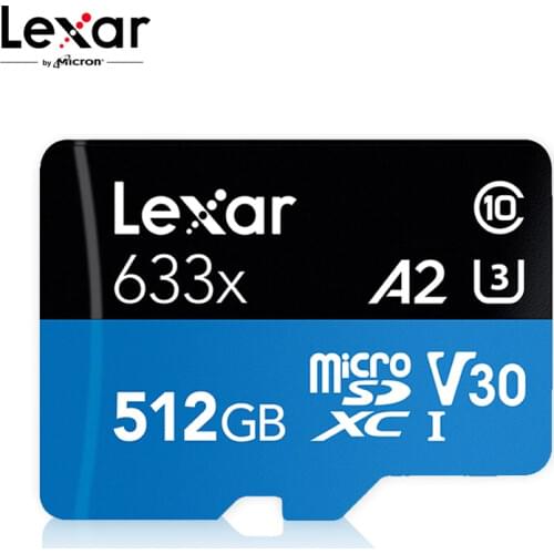 Lexar 633X A2 95MB/s 512GB micro sd card Class10 UHS-I U3 TF Card 512GB SDXC Flash Memory Card for Gopro/DJI/Nintendo switch