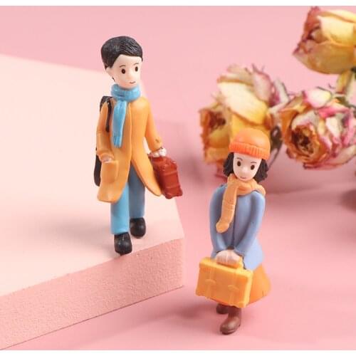 2Pcs Lovers Couple Good Meet Girl Man Family People Doll Toy Model Statue Figurine Ornament Miniatures Home DIY Decor NEW
