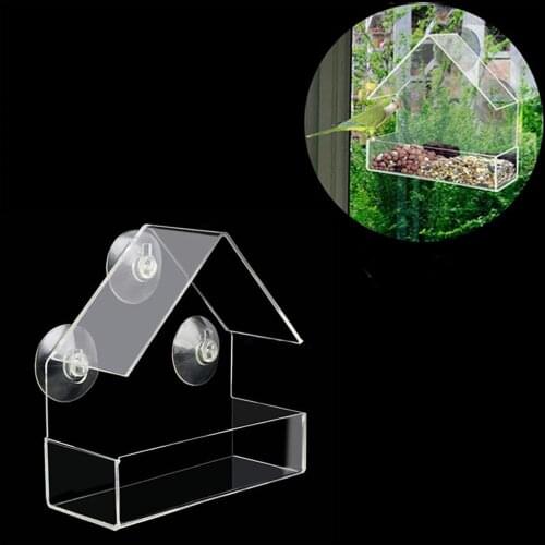 Creative Window Bird Feeders Clear Glass Window Viewing Bird Feed Hotel Table Peanut Hanging Suction For Pet Birds Supplies