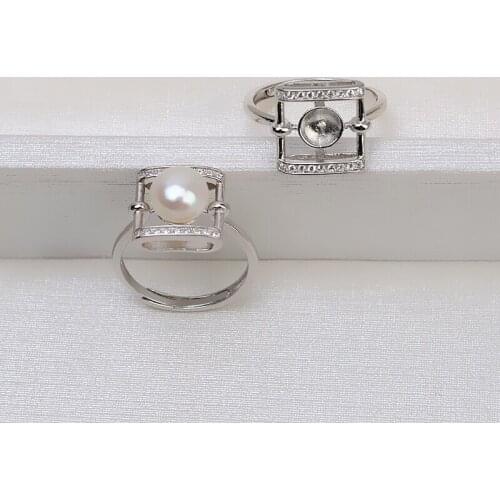 Square Shape Ring Base Mountings Findings Settings Adjustable Ring Jewelry Parts Fittings Accessories for Pearl Beads Stones