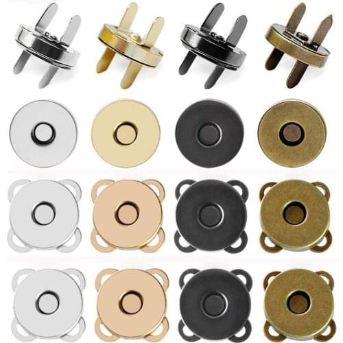 10Set Metal Magnetic Snap Fasteners Clasps Buttons Handbag Purse Wallet Craft Bags Parts Accessories 10mm 14mm 18mm Pick Colors