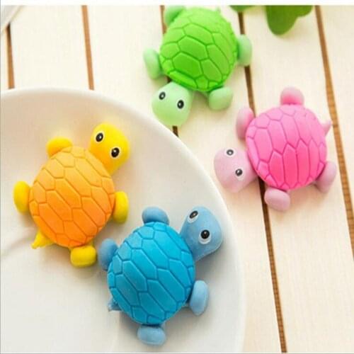 36pcs/lot Cute Simulation Turtle Eraser Student School Office Stationery Plastic Bags Creative Stationery Gifts