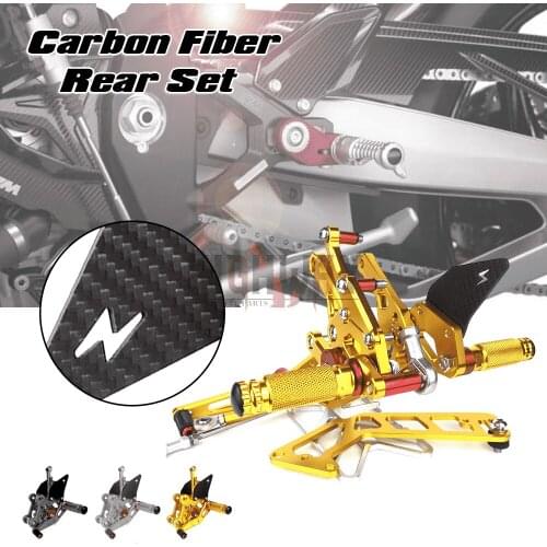 Motorcycle CNC & Carbon Fiber Footrest Rear Sets Adjustable Rearset Foot Pegs for YAMAHA MT10 FZ10 MT-10 FZ-10 2016-2019