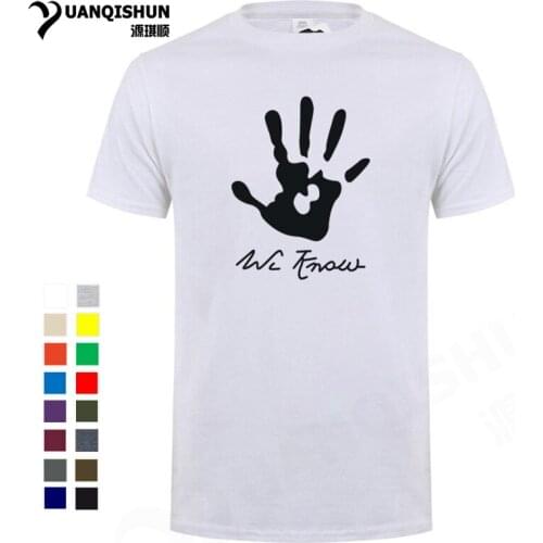 We Know Hand Print Tshirt Skyrim Dark Brotherhood Hip Hop Style Men T shirts Summer Hot Fashion Cotton High Quality Tops Tees