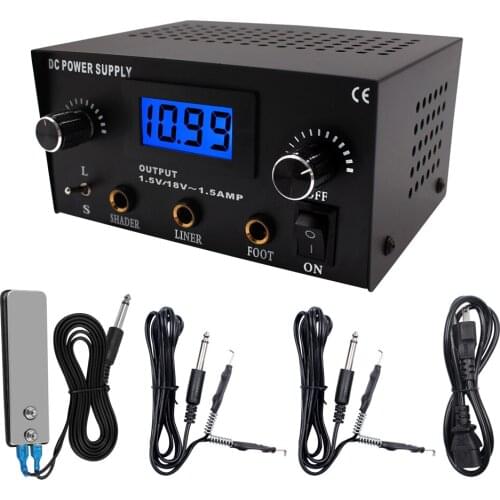 Tattoo Power Supply Kit with Foot Pedal Switch Controller Clip Cord Body Art Shader Liner Machine Digital LED Permanent Makeup