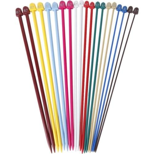 Set of 20Pcs 2.0-6.5mm Plastic Knitting Needles Single Pointed Needles 10 Marked Sizes---Multicolor