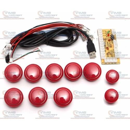 DIY arcade game joystick handle set kits with 24mm & 30mm push buttons spare parts USB cable to PC MAME USB encoder Rocker plate