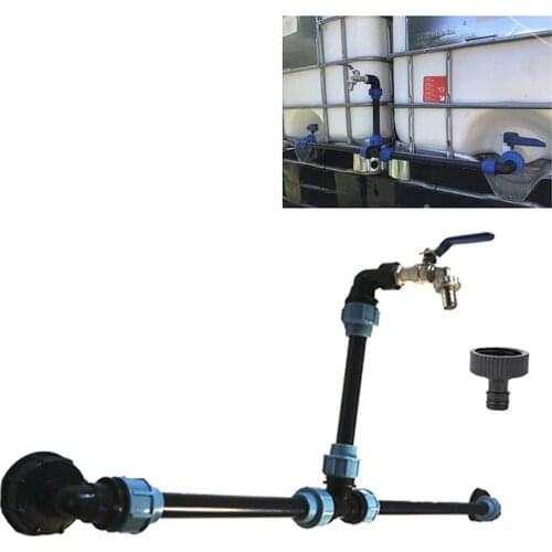 1/2in 3/4in Garden Watering Igrriation For IBC Adapter Connection Lever Set For 2 Tanks Outlet Tee Connector+Tap Valve