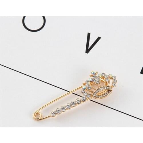 New Crystal Crown Brooch Pin Fashion Rhinestone Jewelry Female Wedding Pins Large Brooches For Women