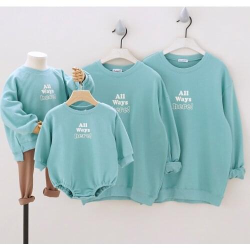New Round Neck Sweater For Family Look Mon And Dad And Baby Matching Costume 2021 Autumn Clothing For Family Sweatshirt Tops 6Y