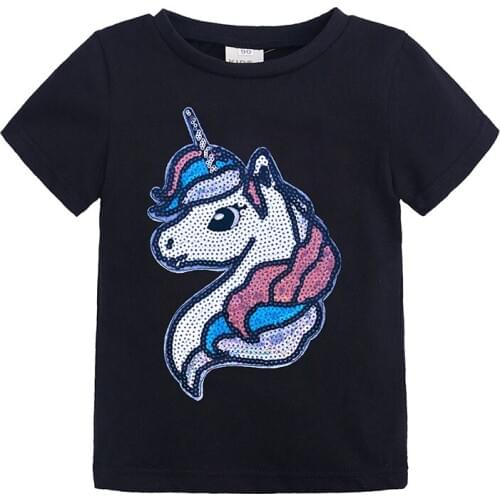 Little Girls Clothing Cartoon Unicorn Girls T Shirt Short Sleeve Toddler Girls Tops Baby Girl Summer Clothes