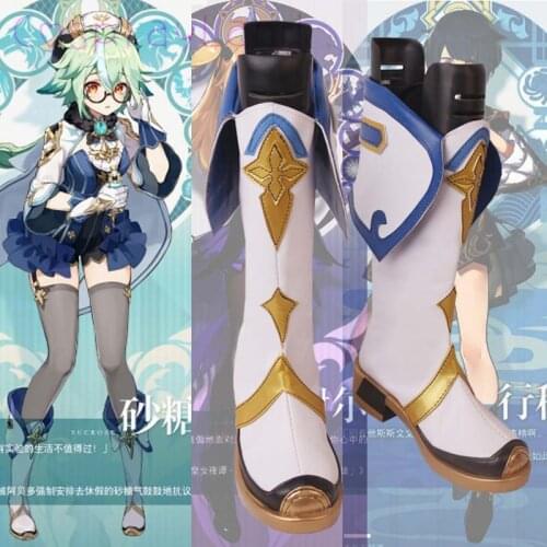Hot Game Genshin Impact Sucrose Cosplay Boots Shoes Leather Shoes Comic-Con Cosplay Accessories Halloween Party Shoes