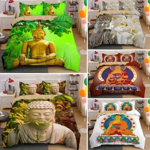 Boho Nature Buddha Queen Bedding Sets Meditation Duvet Cover 2/3pcs Bed Set Single Twin Double Quilt Covers With Pillowcase