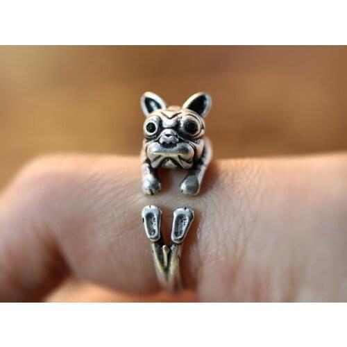 Newest Listed Retro Bulldog Ring Adjustable Antique Silver/Bronze Puppy Animal Ring Jewelry Free Size gift idea