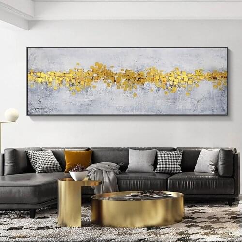 Hand Painted Canvas Painting Abstract Wall Art Modern Painting For Living Room Bedroom Decoration Gold Oil Painting Handmade