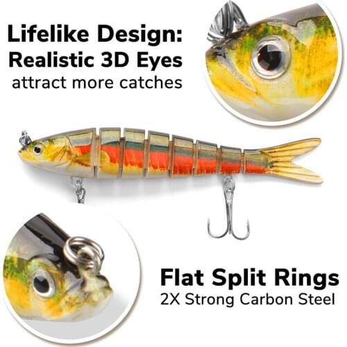 Fishing Lures Multi 8 Jointed Swim Slow Sinking Crank Bait Swimbait 3D Eyes Lifelike Fishing Lures Tools