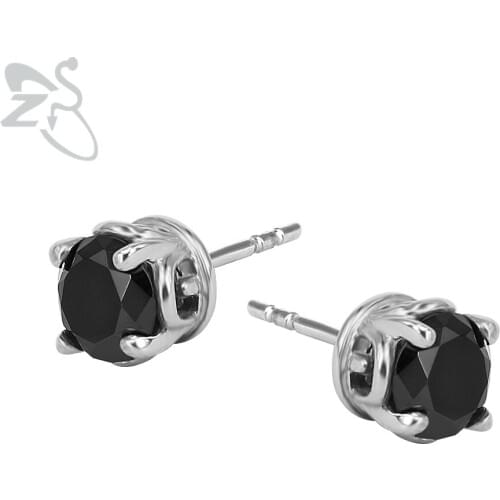 Black Cubic Zirconia Earrings Stud Surgical Steel Tragus Cartilage Ear Stud Piercing Female Mens Punk Jewelry Pendientes Hombre