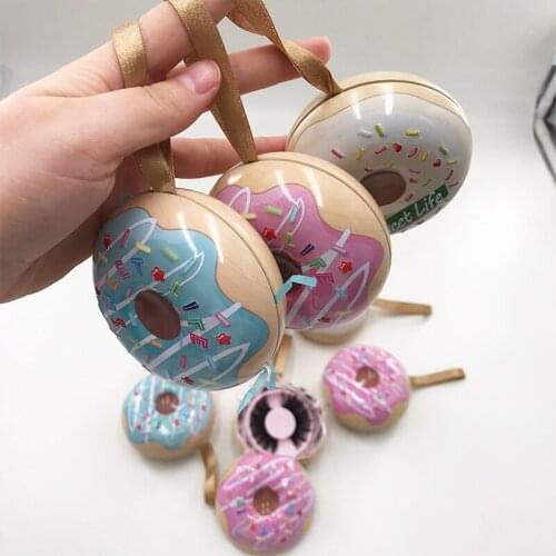 Sweet Doughnut Lash Package For 25mm 27mm Lashes And 3D Regular Full Strip Mink Eyelashes With Circle Lash Tray Inside