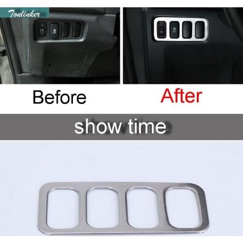 Tonlinker 1 PCS Car NEW Stainless Steel Headlight Control Button Light Box Cover Case Stickers for Mitsubishi ASX 2013-15