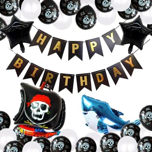 Pirate Birthday Party Digital Aluminum Foil Balloon Boy Birthday Party Decor Baby Shower Supplies Children Toy Helium Balloons