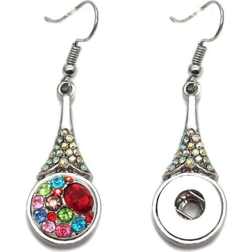 High quality 023 Rhinestones Butterfly 12mm Snap Button Earring For Women Charms White K Plated Design Snaps Earrings Jewelry