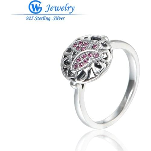 Jewelry Pure Silver 925 Sterling Butterfly Rings Crystal Jewelry Cute Ring Valentines Gift