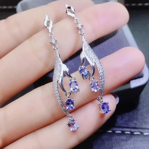 Natural And Real Tanzanite Earring 925 sterling silver Fine jewelry Tanzanite Earring