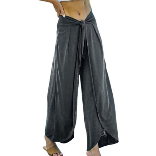 Women Trousers High Waist Loose Solid Color Pockets Straight Wide Leg Belted Long Pants 2021 Autumn Trousers Ladies Clothing