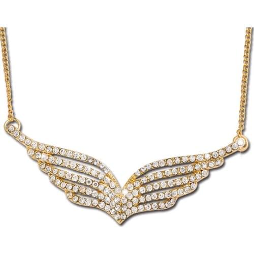 Alloy Full Crystal Rhinestone Angel Wings Pendants Cool Charms Necklaces Pendants For Women T1323