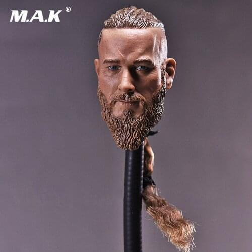 1/6 Scale Mens Head Sculpt Viking Travis Fimmel with Braid For 12 Inches Male Muscular Bodies Figures Dolls