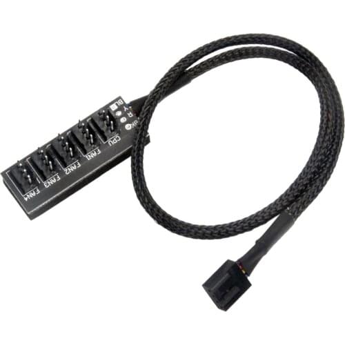 1 to 5 4-Pin PWM Hub CPU Cooling Fan/Case Splitter Adapter Braided Power Cable Hub Splitter Adapter