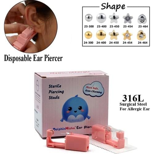 1Box Disposable Sterile Ear Piercing Unit Cartilage Tragus Helix New Piercing Gun Tool Kit Build In Steel Stud Earring Star Ball