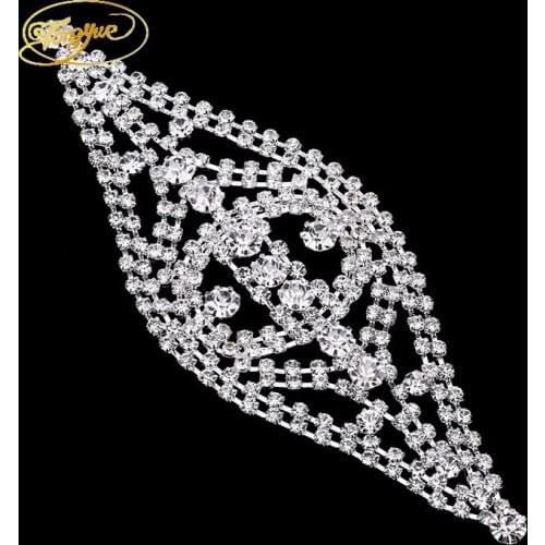 7.2*6.5cm Rectangle Shape Crystal Pattern Alloy DIY Sewing Trim Applique Wedding Dress Decoration Rhinestone Crafts