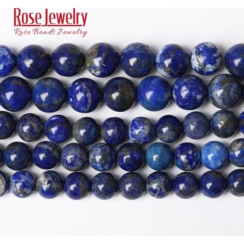 Free Shipping Natural Stone Real Lapis Lazuli Round Loose Beads 15" Strand 4 6 8 10 12 MM Pick Size For Jewelry Making Bracelet