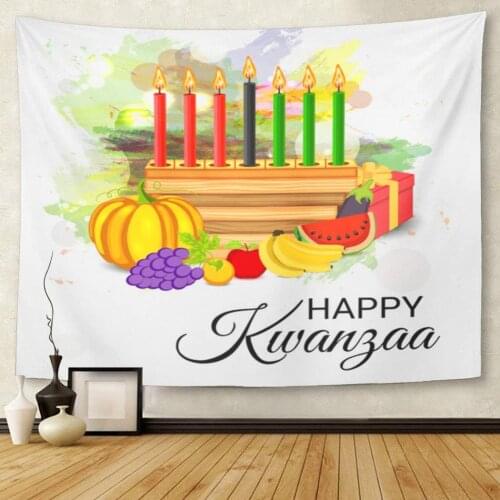 For African Kwanzaa Festive Candles Red Black Tapestry Wall Hanging for Living Room Bedroom Dorm 50x60 inches