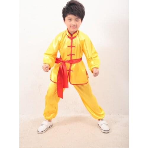 Preschool students martial arts tai chi Chinese national dress performance clothing costumes of adult boy and girl uniforms