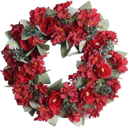 Artificial Chrysanthemum Wreath for Front Door Window Wall Party Wedding Venue Layout Props Farmhouse Garden Home Decor