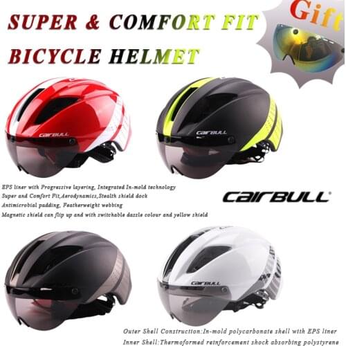 295g CARBUIL Aero Ultralight Goggle MTB Road Bicycle Helmet In-Mold Racing Cycling Bike Sports Safety Time-Trial Cycling Helmet