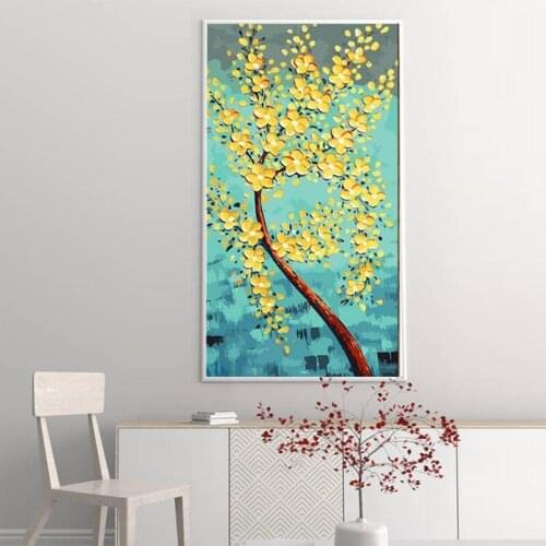 GATYZTORY Frame Abstract Yellow Flowers DIY Painting By Numbers Acrylic Paint On Canvas Wall Art Picture For Living Room 60x120