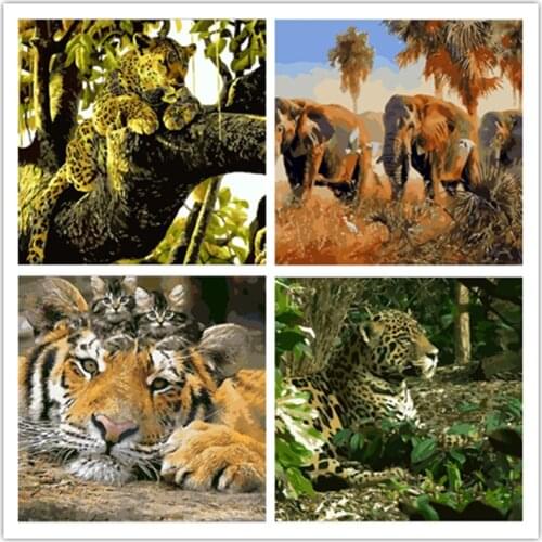 Tiger pictures Oil Painting By Numbers On Canvas DIY Hand painted Painting Coloring By numbers Home Decor modular picture RS226