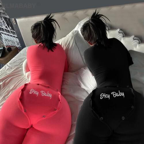 Skinny V Neck Button Yellow Jumpsuit Embroidery Letter Hip Spliced Romper Overalls Fashion Long Sleeve Sexy Women Black Jumpsuit