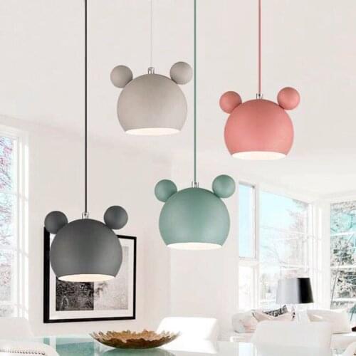 Creative Mickey chandelier wall lamp Nordic modern colorful macaron hanging lamp, childrens room restaurant decoration lampE27