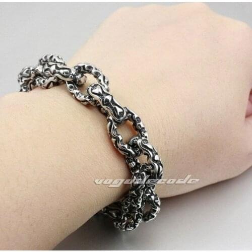 Rocker Fashion Bracelet Solid 316L Stainless Steel Cool Mens Biker Mind Act Upon Mind Bracelet 5S003 -- 8.2"~11.9"